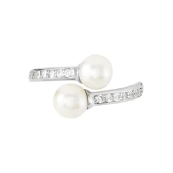 Bague Ajustable Argent Blanc Jeronimo Perle Oxydes De Zirconium