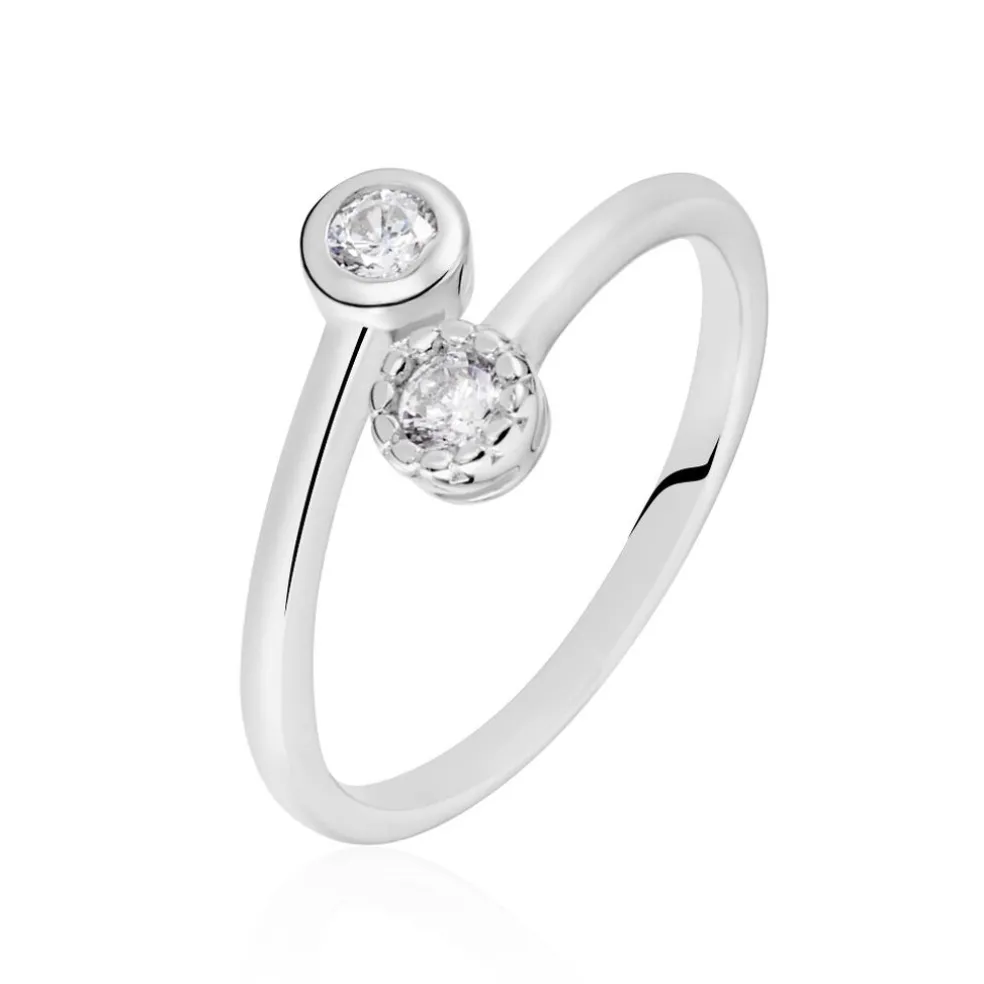 Bague Ajustable Mechte 1 Argent Blanc Oxyde De Zirconium