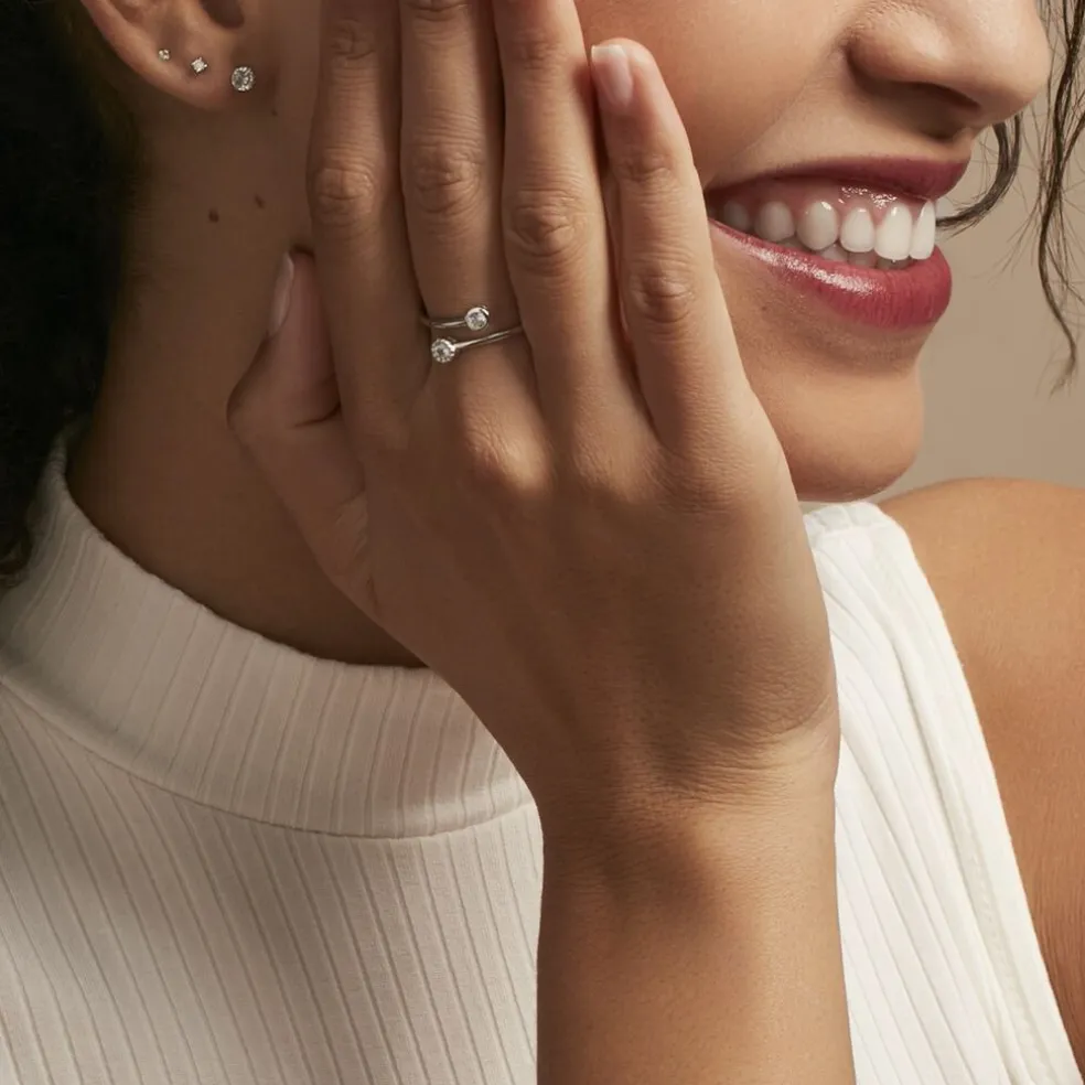 Bague Ajustable Mechte 1 Argent Blanc Oxyde De Zirconium