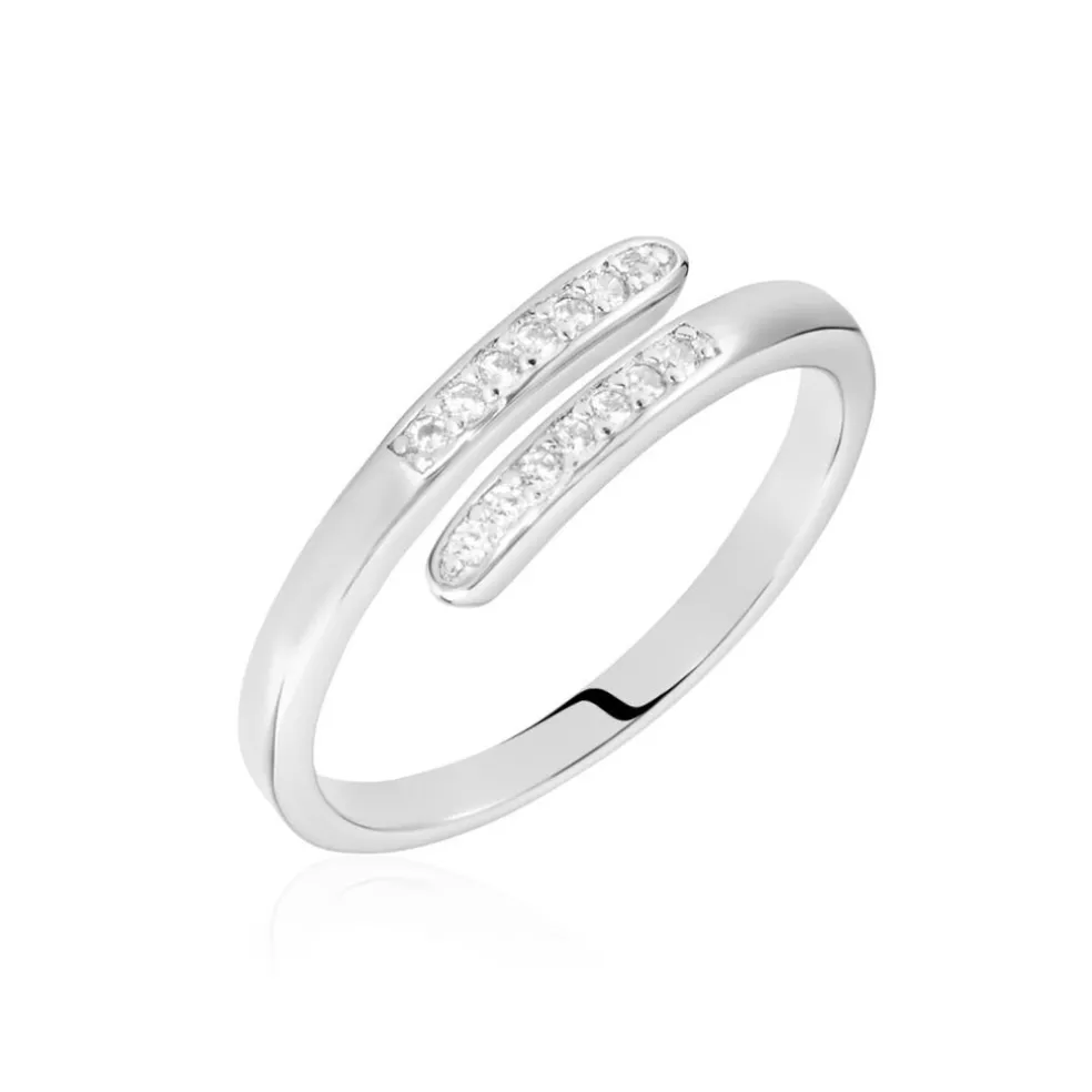 Bague Ajustable Mendel Argent Blanc Oxyde De Zirconium