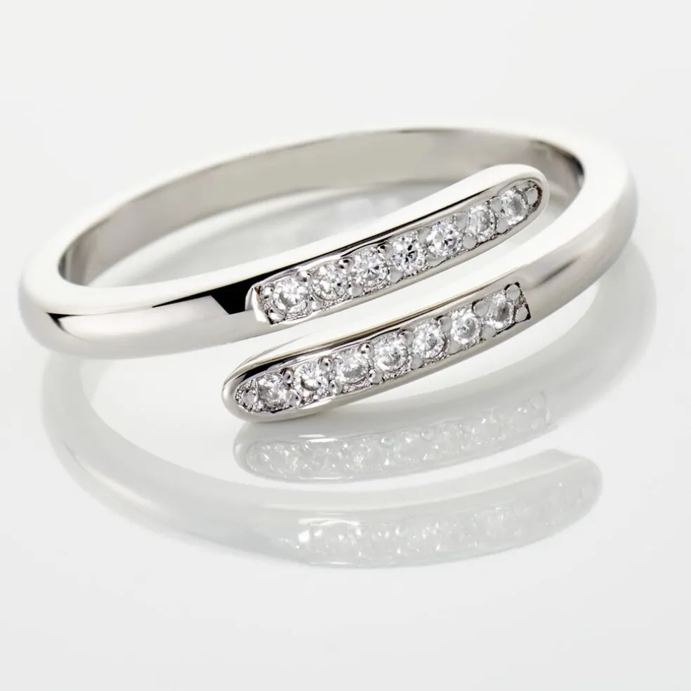 Bague Ajustable Mendel Argent Blanc Oxyde De Zirconium