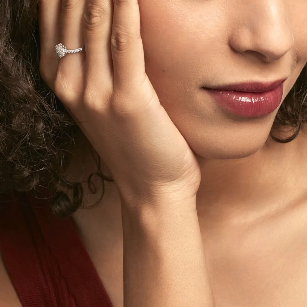 Bague Ajustable Mendel Argent Blanc Oxyde De Zirconium