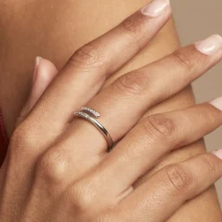 Bague Ajustable Mendel Argent Blanc Oxyde De Zirconium