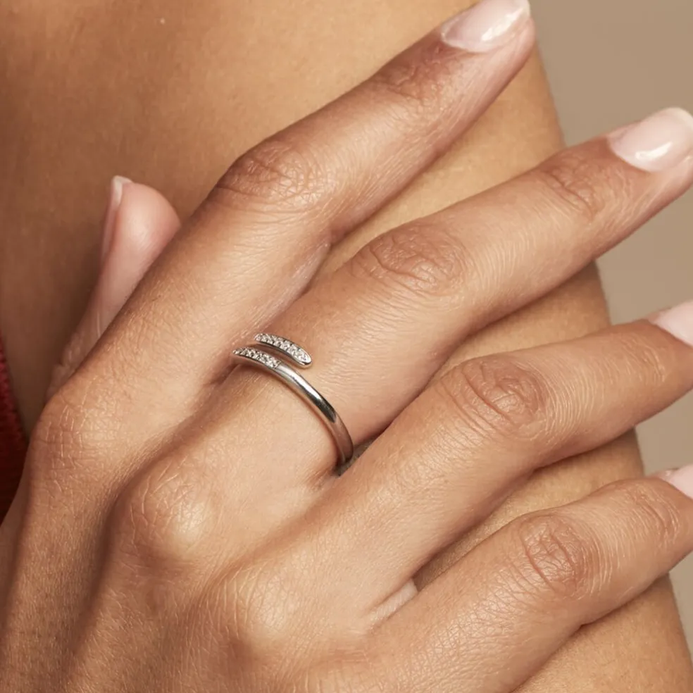 Bague Ajustable Mendel Argent Blanc Oxyde De Zirconium