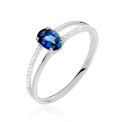 Bague Alyse Or Blanc Saphir Et Diamant