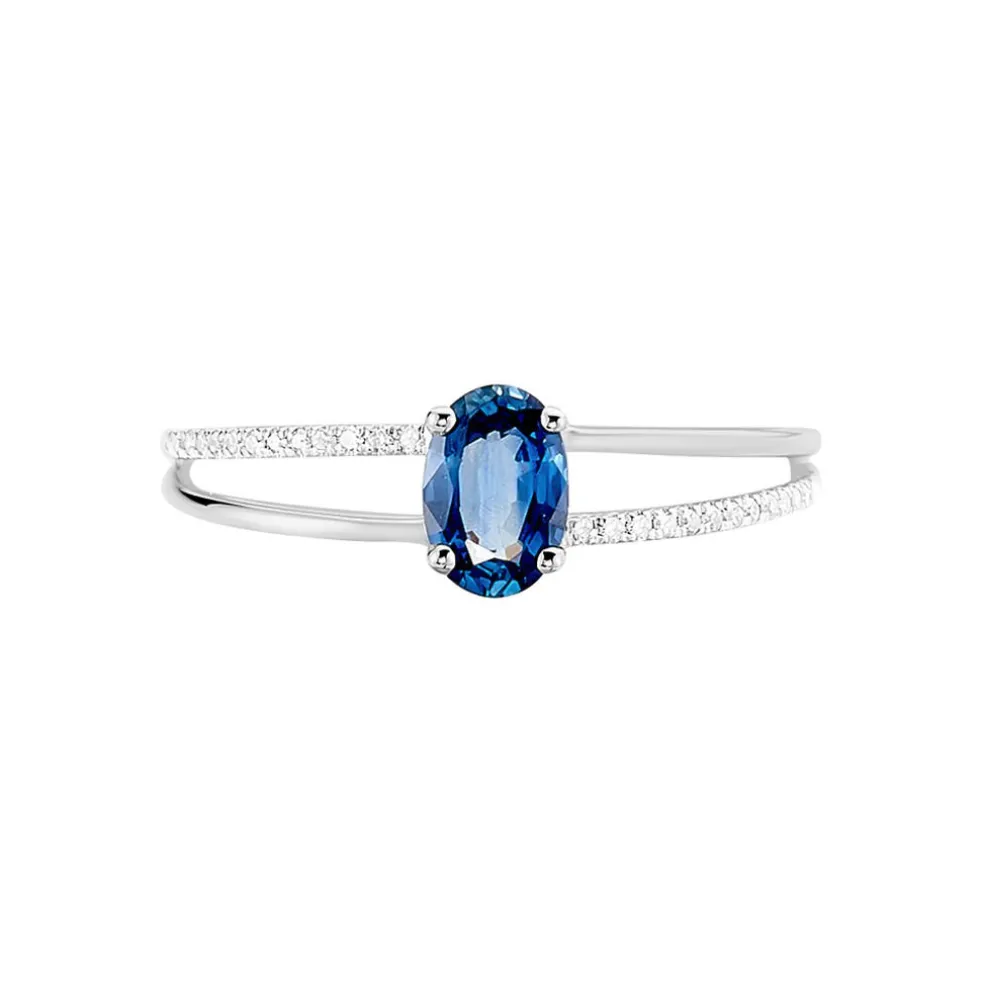Bague Alyse Or Blanc Saphir Et Diamant