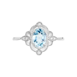 Bague Amance Or Blanc Topaze Et Oxyde De Zirconium