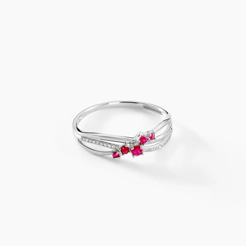 Bague Amarylis Or Blanc Rubis Diamant