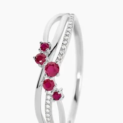 Bague Amarylis Or Blanc Rubis Diamant
