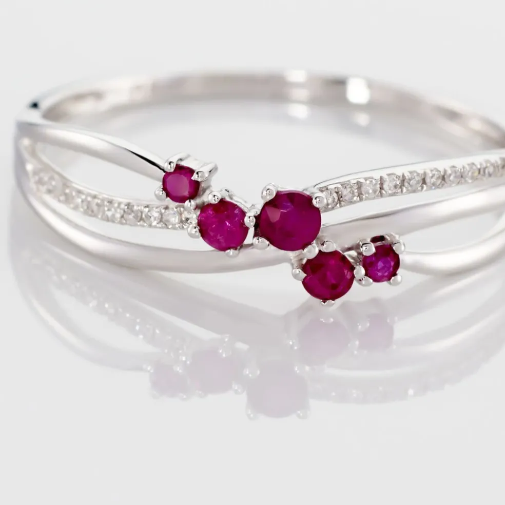 Bague Amarylis Or Blanc Rubis Diamant