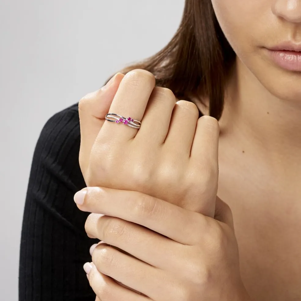 Bague Amarylis Or Blanc Rubis Diamant