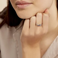 Bague Amarylis Or Blanc Saphir Diamant