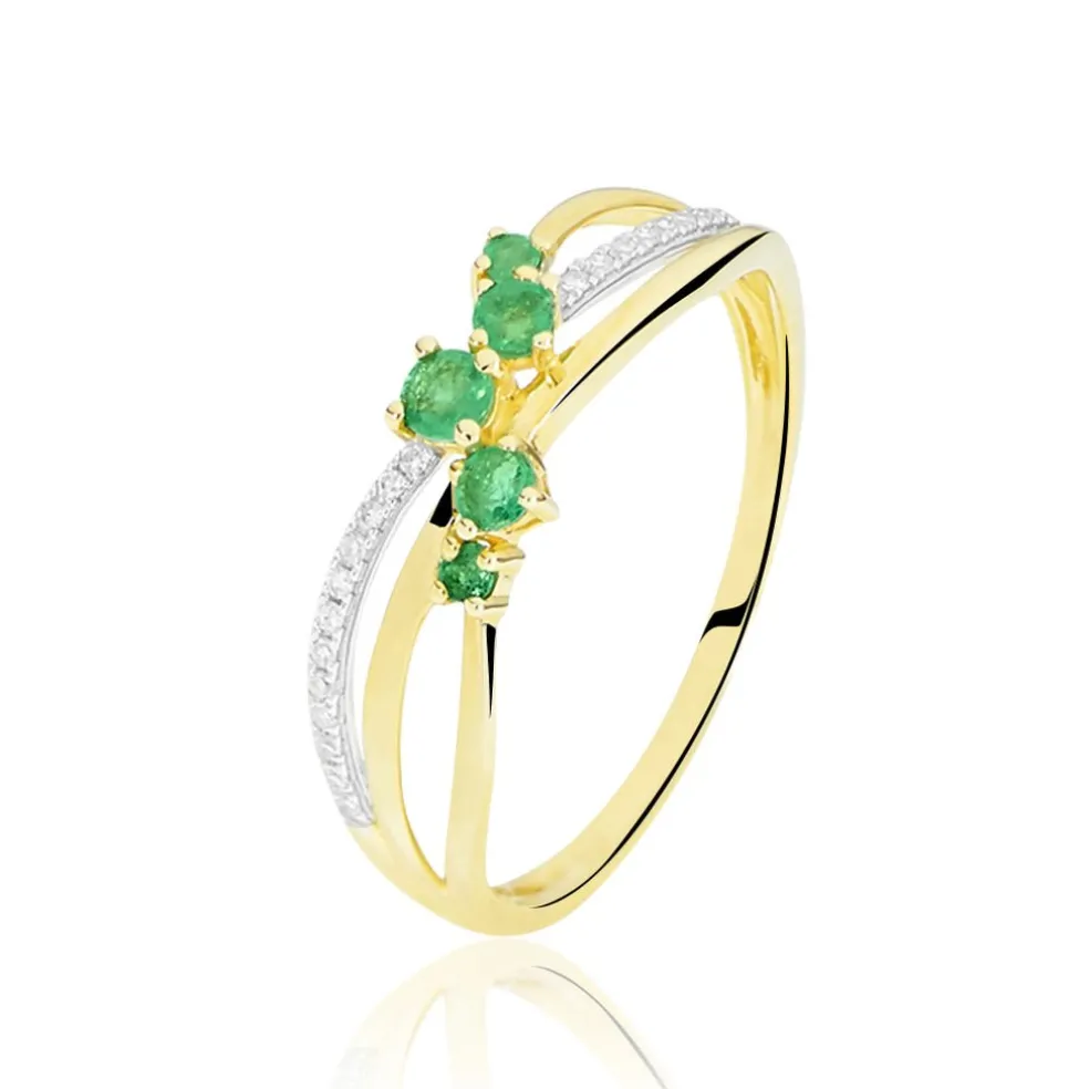 Bague Amarylis Or Jaune Emeraude Diamant