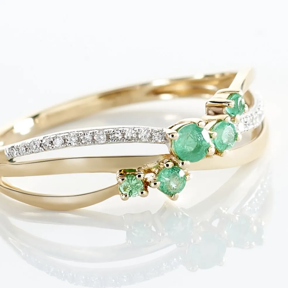 Bague Amarylis Or Jaune Emeraude Diamant
