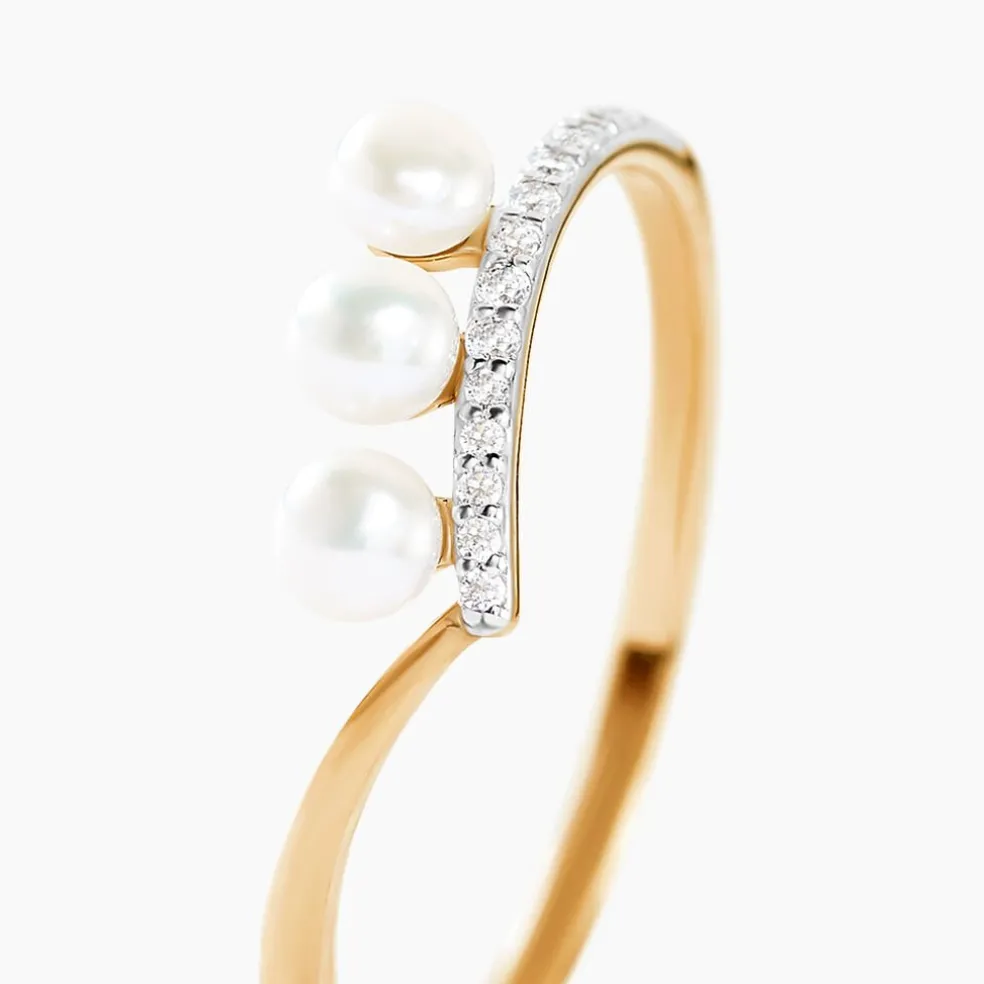 Bague Ambrogio Or Jaune Perle De Culture Oxyde De Zirconium