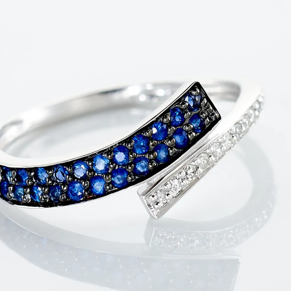 Bague Amelie Or Blanc Saphir Et Diamant