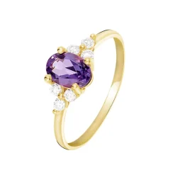 Bague Anaid Or Jaune Amethyste Et Oxyde De Zirconium
