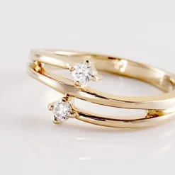 Bague Ana-lou Plaque Or Jaune Oxyde De Zirconium