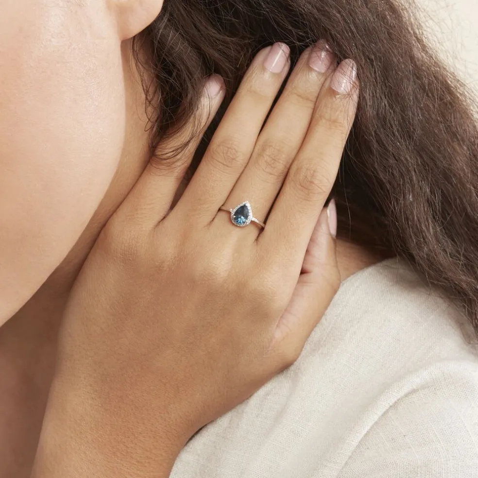 Bague Anatolie Or Blanc Topaze Et Oxyde De Zirconium