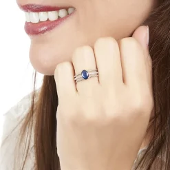 Bague Andrea Or Blanc Saphir Et Diamant