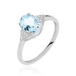 Bague Andreani Or Blanc Topaze Et Oxyde De Zirconium
