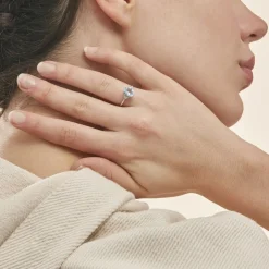 Bague Andreani Or Blanc Topaze Et Oxyde De Zirconium