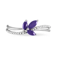 Bague Angie Or Blanc Amethyste Et Diamant