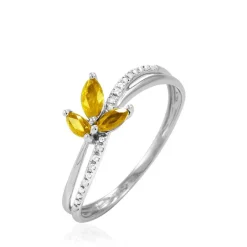 Bague Angie Or Blanc Citrine Et Diamant