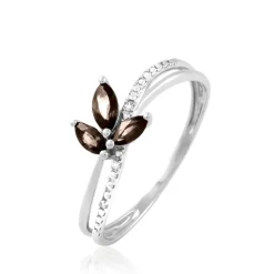 Bague Angie Or Blanc Quartz Et Diamant