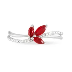 Bague Angie Or Blanc Rubis Et Diamant