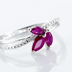 Bague Angie Or Blanc Rubis Et Diamant