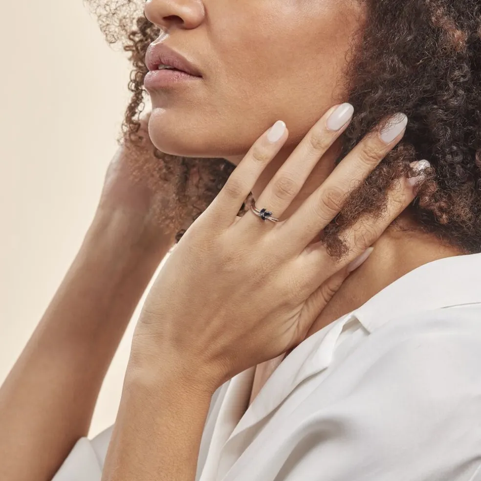 Bague Angie Or Blanc Saphir Diamant