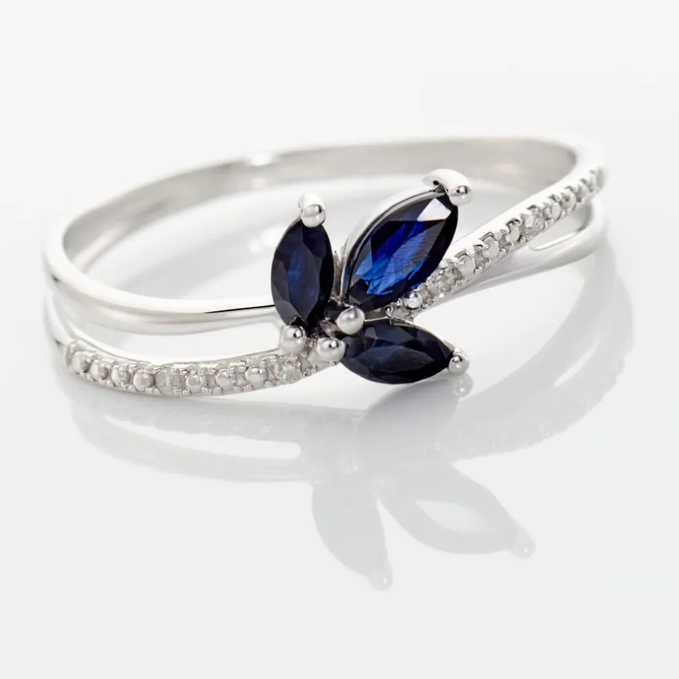 Bague Angie Or Blanc Saphir Et Diamant