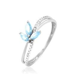 Bague Angie Or Blanc Topaze Et Diamant