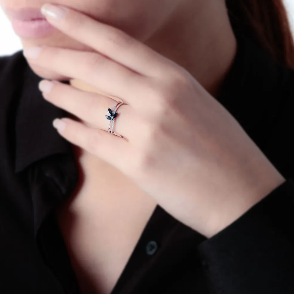 Bague Angie Or Blanc Topaze Et Diamant