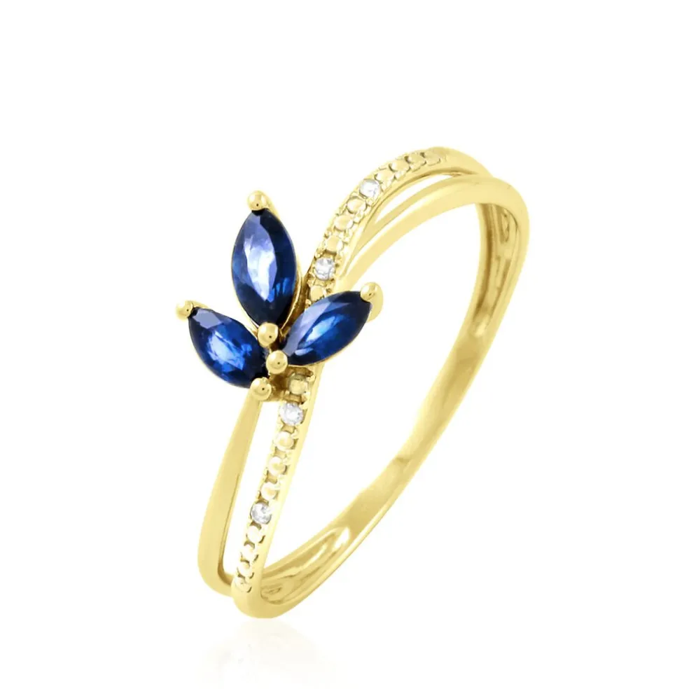 Bague Angie Or Jaune Saphir Et Diamant