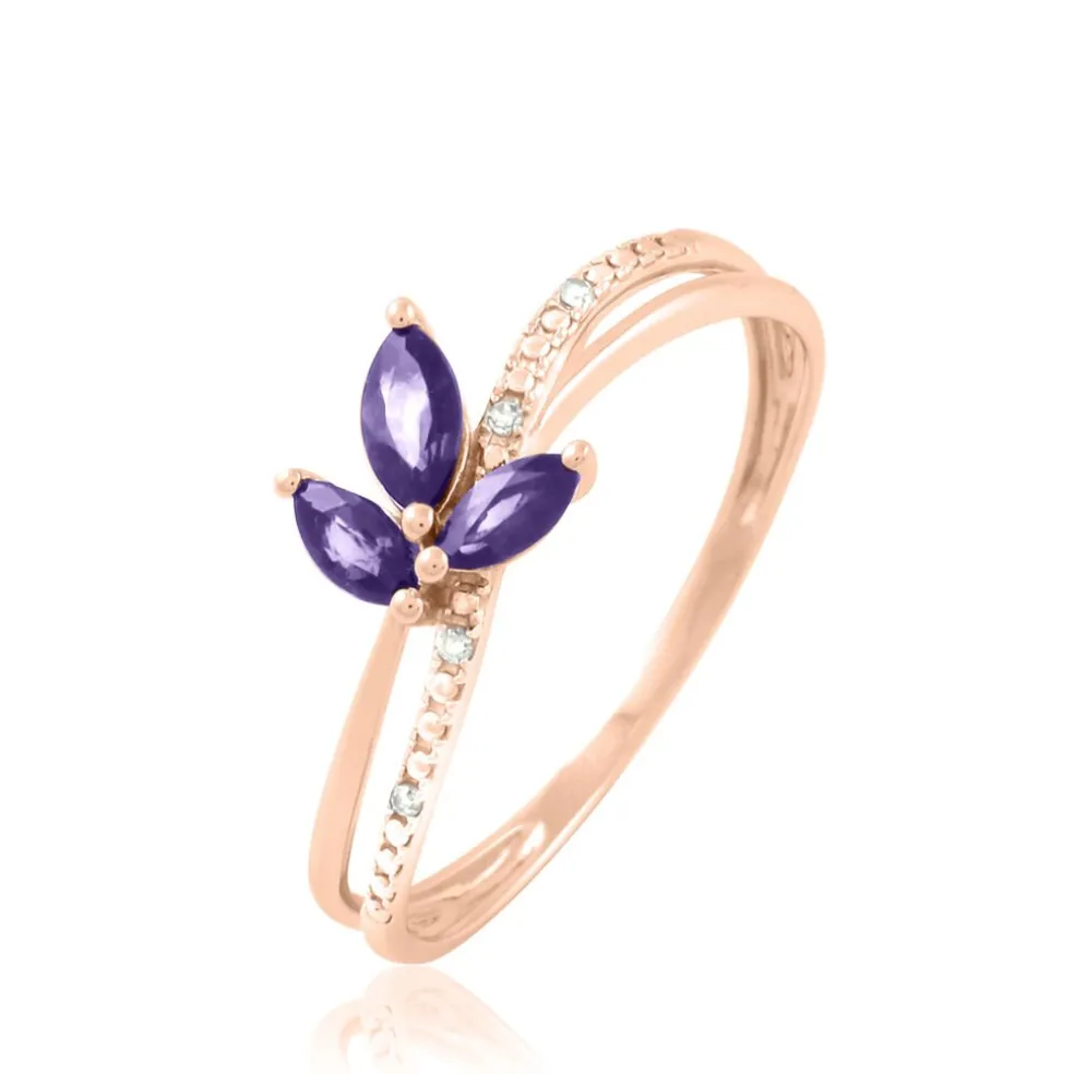 Bague Angie Or Rose Amethyste Et Diamant