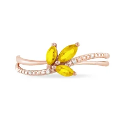 Bague Angie Or Rose Citrine Et Diamant