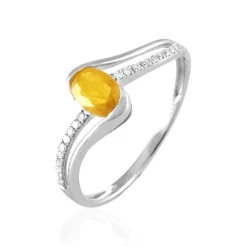 Bague Anja Or Blanc Citrine Et Diamant