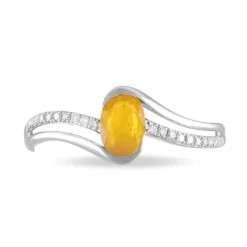 Bague Anja Or Blanc Citrine Et Diamant
