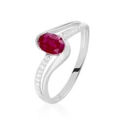 Bague Anja Or Blanc Rubis Et Diamant