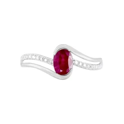 Bague Anja Or Blanc Rubis Et Diamant