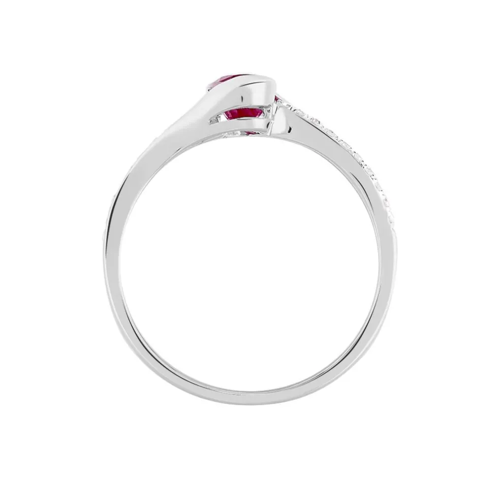 Bague Anja Or Blanc Rubis Et Diamant