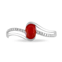 Bague Anja Or Blanc Rubis Et Diamant