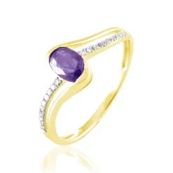 Bague Anja Or Jaune Amethyste Et Diamant