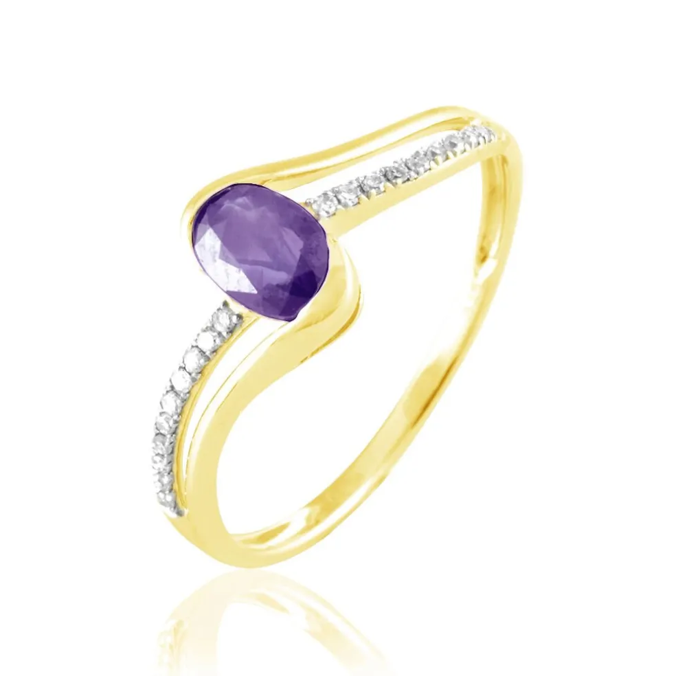 Bague Anja Or Jaune Amethyste Et Diamant