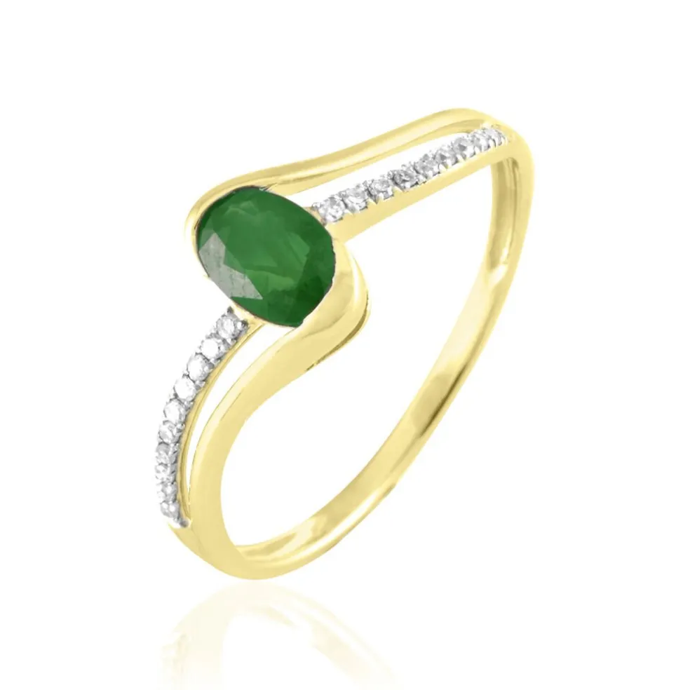 Bague Anja Or Jaune Emeraude Et Diamant