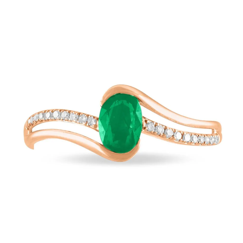 Bague Anja Or Rose Emeraude Et Diamant