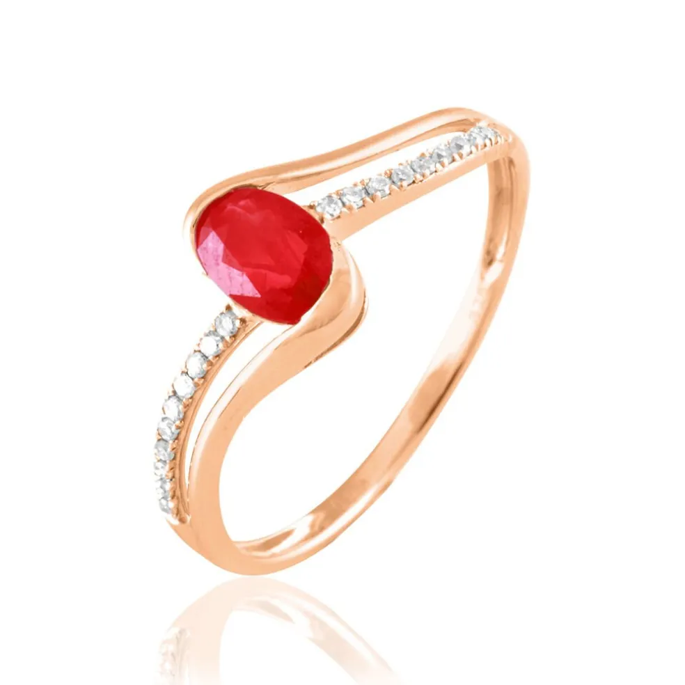 Bague Anja Or Rose Rubis Et Diamant