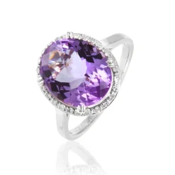 Bague Anna Or Blanc Amethyste Et Diamant